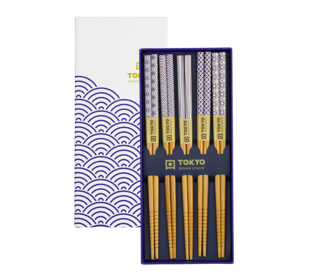 Spisepinde gavesæt, Blue Wave - 5 par